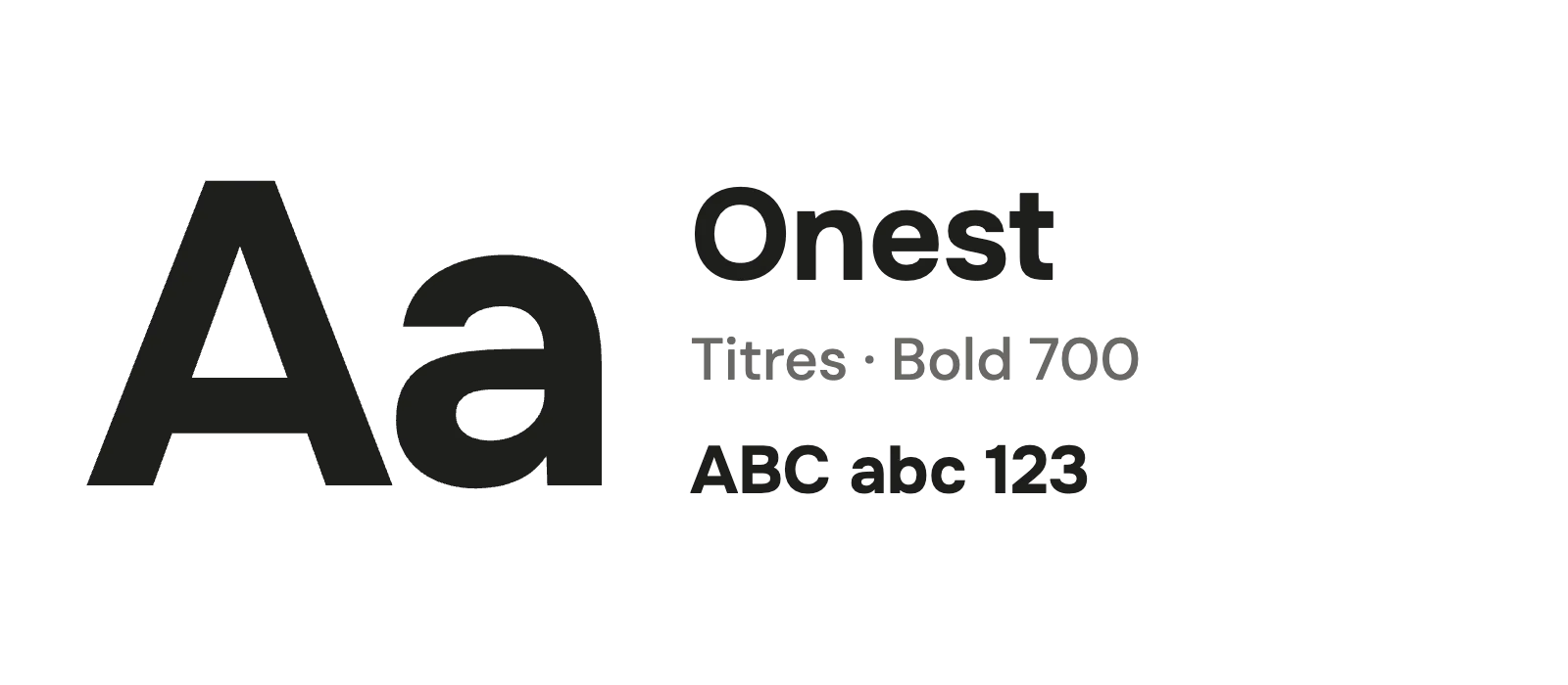 Spécimen de la typo des titres de Yunary : Onest, en Bold 700